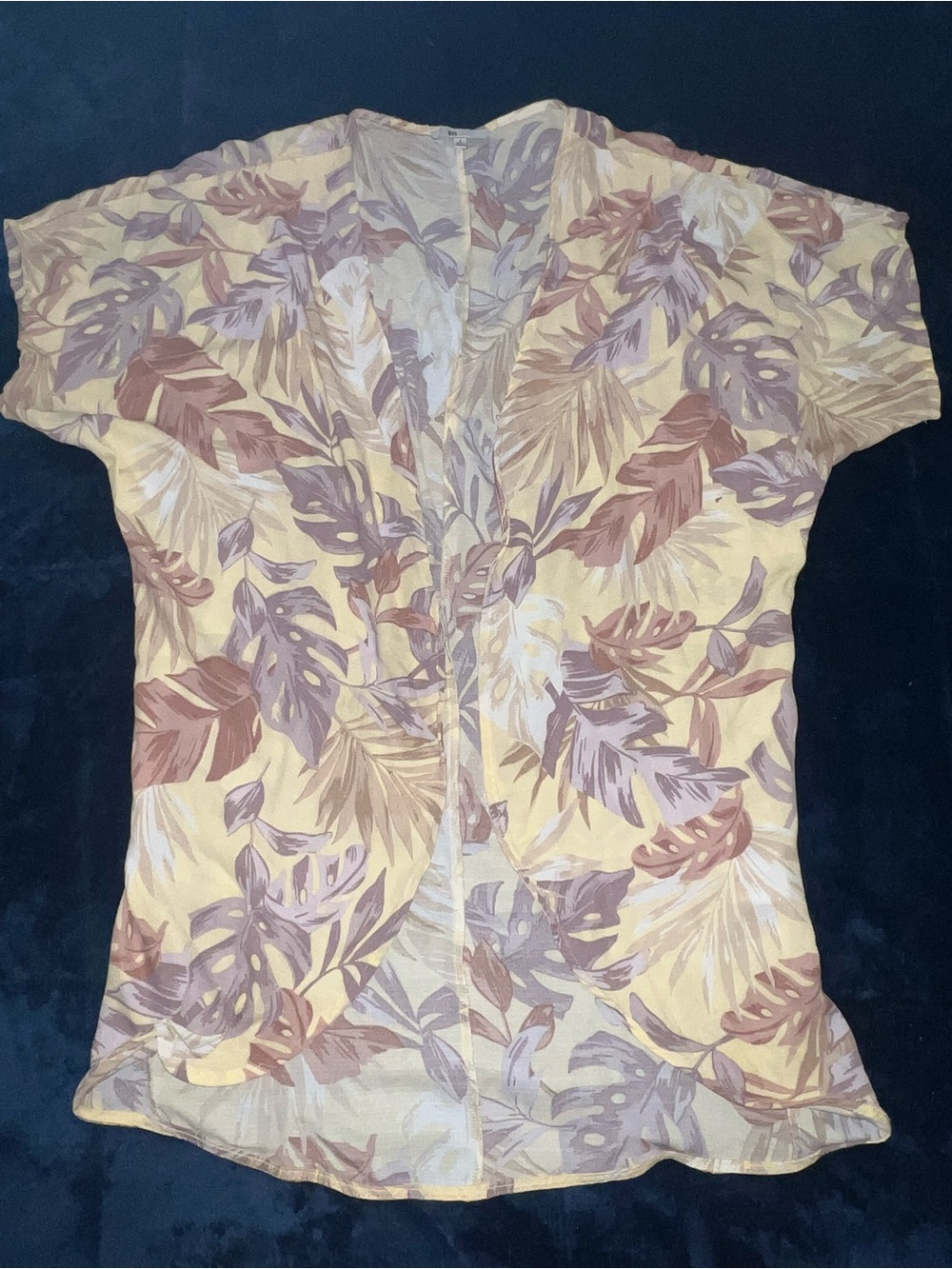 Tropical Print Short Sleeve Open Front Shrug